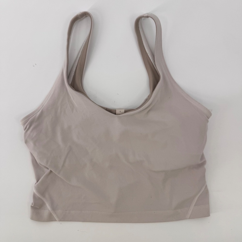 Lululemon Align Tank Top Womens 6 Beige Nulu Cropped V-Neck LW1CW8S